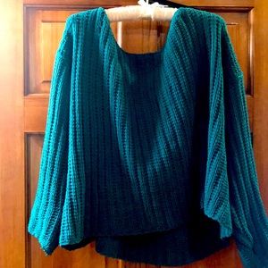 Plus Size Turquoise Off-The-Shoulder Sweater